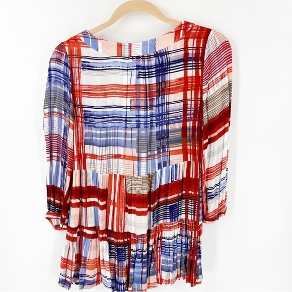 ✅ Anthropologie Maeve Lila Tunic Blouse X-Small BLUE/RED - Picture 4 of 7
